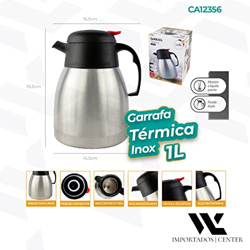 Garrafa Térmica Inox Dupla-Face 1 LITRO para Café e Chá