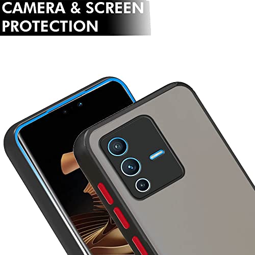 Image of TheGiftKart Translucent Hybrid Vivo V23 Pro 5G Back Case Cover | Smoked Matte Back | 360 Degree Protection | Protective Hard Back Case Cover for Vivo V23 Pro 5G (Black Bumper)