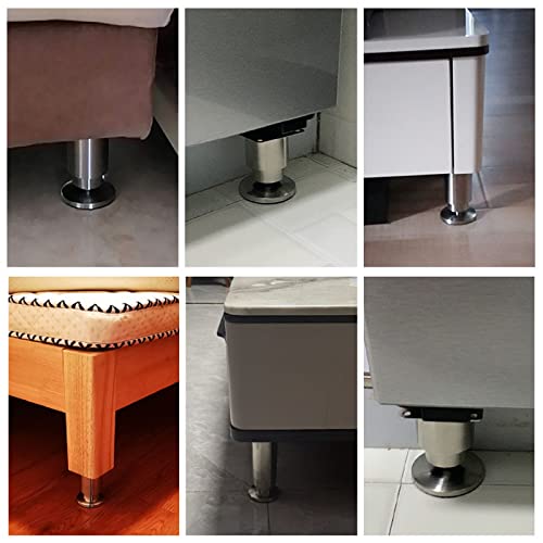 Gittcoll 4 Pcs Adjustable Stainless Steel Furniture Legs Metal Thicken Table Chair Replacement Diy Legs With Protective Rubber Pad For Cabinet Cupboard Sofa Couch Bookcase (12Cm, Silver) (J020) #TOP3