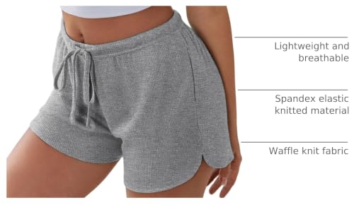 Image of Ekouaer Womens Waffle Knit Pajama Shorts Soft Drawstring Lounge bottoms Casual Workout Shorts with Pockets