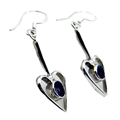 Boucles d'oreilles Iolite femme argent sterling pierre précieuse bleue naturelle