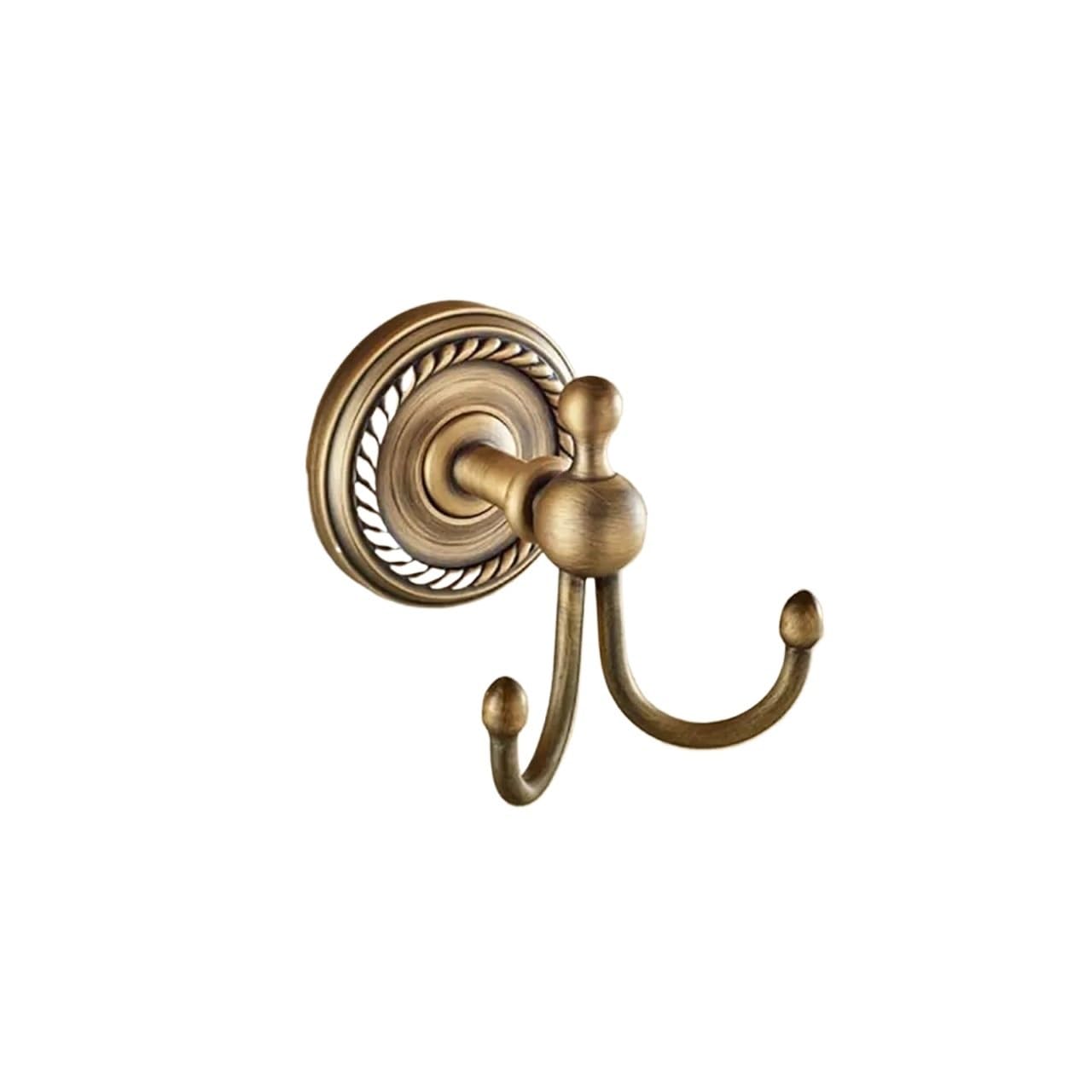 Wjiayao Light Green Brass Coat Hooks Copy Antique Brass Towel Bathroom Bathrobe Double Jacket Hanger Vintage Style Wall Hook(Light Green)