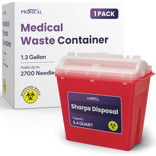 Large Sharps Containers for Home Use - 5.4 Quart Needle Disposal Container for Diabetes Needles, Syringes, and Blades - Large Bin for Biohazard Medical Waste