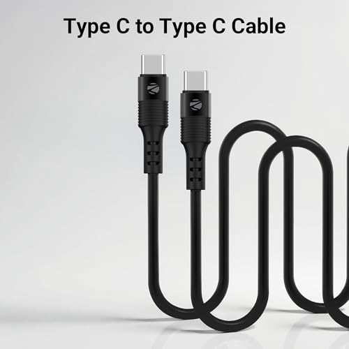 Image of Zebronics Wattz 60CC2 Type-C to Type-C Soft Silicone Cable, PD 60W, 1 Meter, Durable, Charge & Sync, Rapid Charging, For Laptops, Tablets, Mobiles (Black)