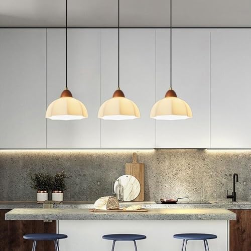 Lámpara Colgante de Cristal Festoneado de Estilo Moderno de Mediados de Siglo - Lámpara Colgante de latón Ajustable para Isla de Cocina, Comedor o mesita de Noche - Elegante luminaria de Tec