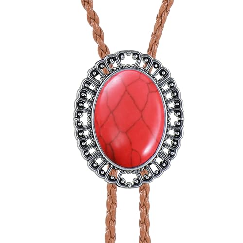 Image of GelConnie Native American Bolo Tie Rodeo Cowboy Leather Necktie Western Necklace Costume Accessories for Men,Women