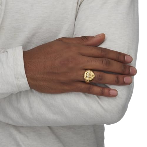 PalmBeach Men's Yellow Gold-plated Sterling Silver Genuine Diamond Accent Lion's Head Ring Sizes 8-164