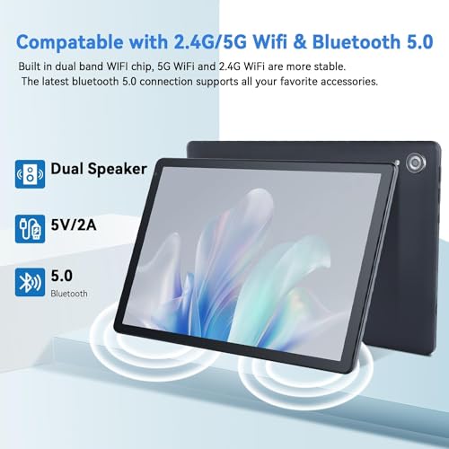 Lville Tablet 10.1 Zoll Android 13 Tablet, 8GB RAM 128GB ROM 1TB TF, Octa-Core 1280x800 IPS HD,2.4G+5G WiFi/Bluetooth 5.0, 5000mAh, 5MP+8MP (Schwarz) – Bild 6