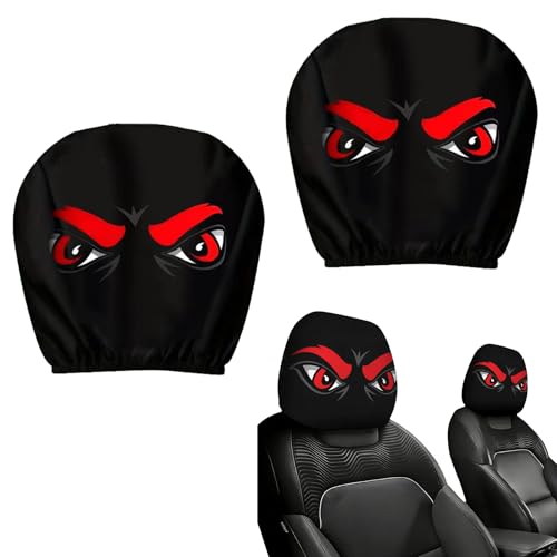 Cunegra 2 Stück Lustige Kopfstützenbezüge, Universeller Auto Kopfstützenbezug Set, Auto Deko Innenraum Lustige Kopfbedeckung für Autositze, Doppelseitig Bedruckt Kopfstütze Cover für Autos