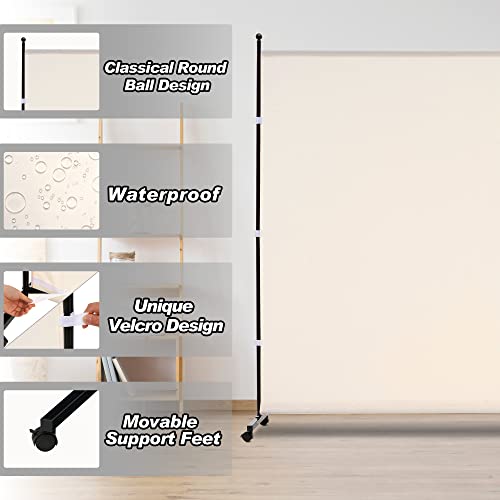 Simflag 6Ft Single Panel Room Divider With Wheels,Rolling Fabric Room Dividers For Partition Privacy Screens,Freesting Wall Divider For Home Office,Hospital,(Beige) #TOP1