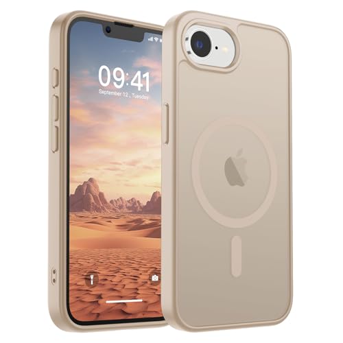 Image of SUPFINE Magnetic for iPhone 17e Case /iPhone 16e Case (Compatible with MagSafe)(Military Grade Drop Protection) Translucent Matte Shockproof with Anti-Fingerprint Phone Case,Desert Gold