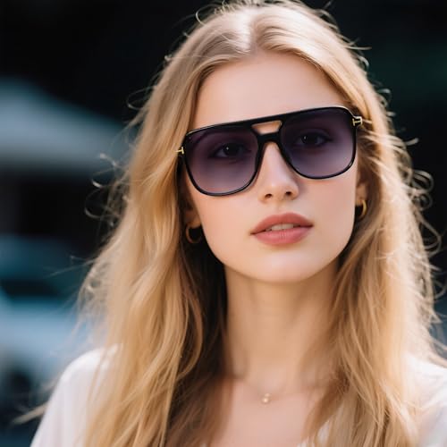 Sunglasses for Unisex Trendy Classic 70s Sunglasses Night Vision Driving Glasses Vintage Shades Black Framed Orange Lens - Main Image