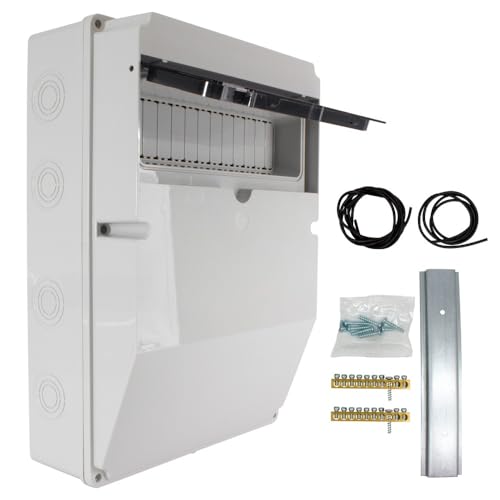 Caja de Distribucion Electrica Superficie Estanca de 5,8,12,16, 24 Módulos Cuadro Estanco con Puerta Carril DIN IP65 para Exterior, Jardín Interior Caja Exterior Electrica (Cuadro estanco 12 modulos)