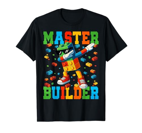 Dabbing Blocks Bricks Building Master Builder Kids Boys T-Shirt