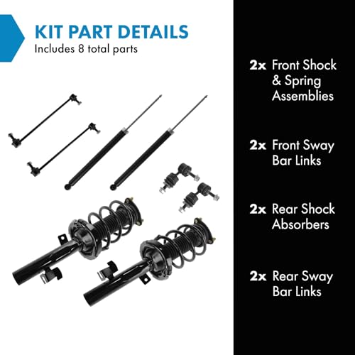 Image of TRQ Front and Rear Suspension Kit Complete Strut & Coil Spring Assembly Shock Absorber Sway Bar Stabilizer Link Compatible with 2004-2009 Mazda 3 2006-2010 5