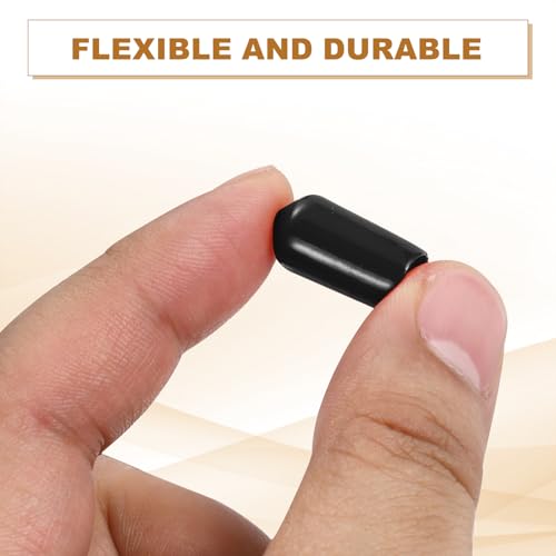 Image of uxcell 88Pcs Rubber End Caps, 9mm(11 /32 inch) ID 18mm(21 /32 inch) Height Round Screw Thread Protectors Flexible Screw Bolt Covers Caps for Metal Tube Rod Bolt, Black
