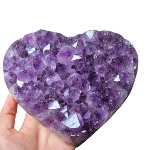 Améthyste naturelle en géode de cristal violet de forme cœur 100-150g