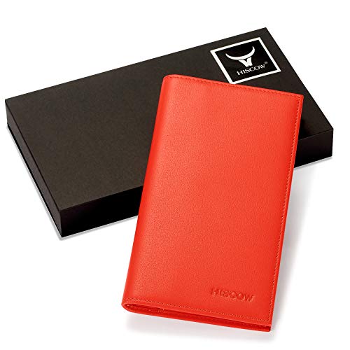 Image of HISCOW Minimalist Checkbook Cover - Full Grain Leather (Premium Scarlet)