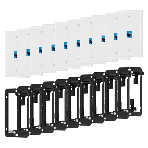 Plaque murale Ethernet RJ45 Cat6 avec support de montage iwillink lot de 10 bleu