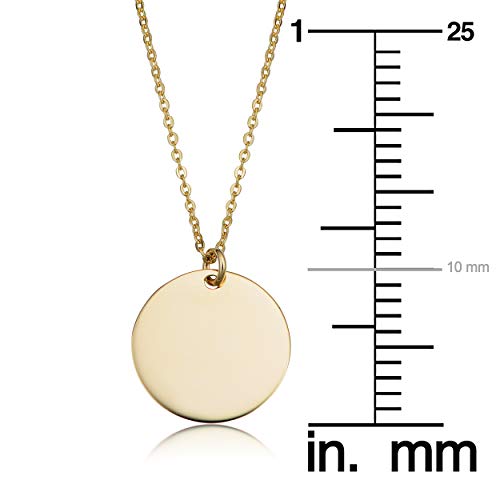 Kooljewelry 14k Yellow, White or Rose Gold 10 mm Round Disc Necklace (adjusts to 17 or 18 inch)4