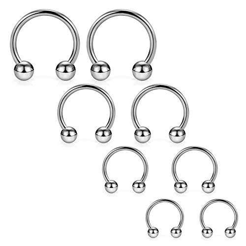 Image of SCERRING 2-8PCS 16G G23 Titanium Horseshoe Septum Ring Nose Rings Hoop Helix Daith Cartilage Tragus Earrings Nipple Eyebrow Body Piercing Jewelry 8mm 10mm 12mm 14mm