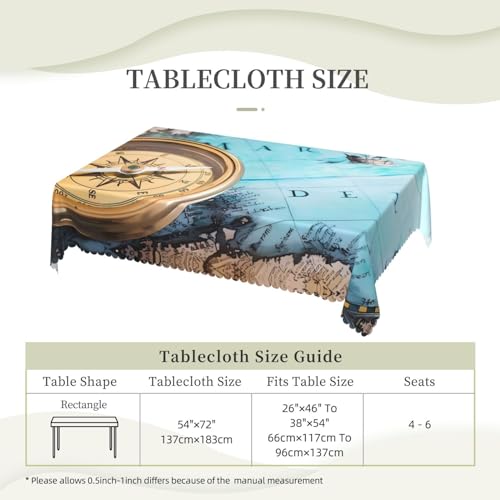 Nappe rectangulaire boussole ancienne imperméable pour protéger la table sans repassage - 5