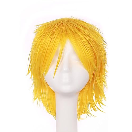 Gairyan Short Yellow Wig Cosplay Wig Unisex Anime Cosplay Wigs for Women/Men Straight Fluffy Wig Costume Theme Party Fancy Dress Wigs Halloween Wig Costumes Accessories - Image 2