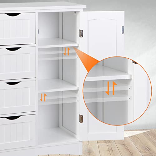 Super Deal Freestanding Bathroom Floor Storage Cabinet With 4 Drawers And Adjustable Shelves thumb #5
