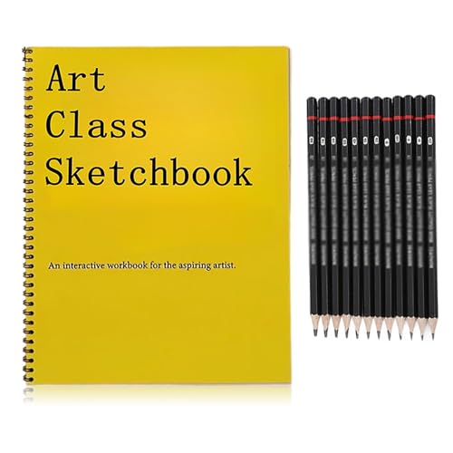 Art Class Sketchbook, This is Not A Sketchbook It's an Art Class, libro interattivo da colorare con rilegatura a spirale, con 12 matite, per l'aspirante artista