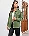 luvamia Cowboy Jacket for Women Oversized Shacket Elm Green Woman’s Jacket Womens Long Sleeve Jean Shirt Elm Green Size Small Size 4 6