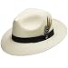 Ultrafino Fedora GULLPORT Reward Classic Straw Panama Hat Exotic Feather Ivory 7 1/2
