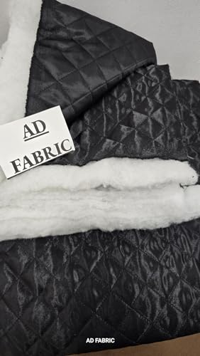 AD FABRIC, Polyester Quilted Padded Lining Fabric Black, 60