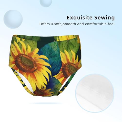 Yellow Sunflowers Girls' Underwear Soft Cotton Little Girls Panties Comfort Briefs3