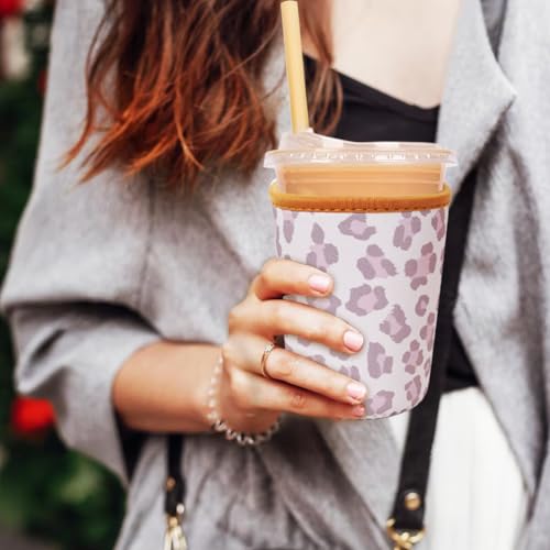 Image of Reusable Insulated Neoprene Iced Coffee Cup Sleeve, Durable Drink Sleeve for Cold Beverages, Beverage Holder for Iced Coffee (Wild Prints)
