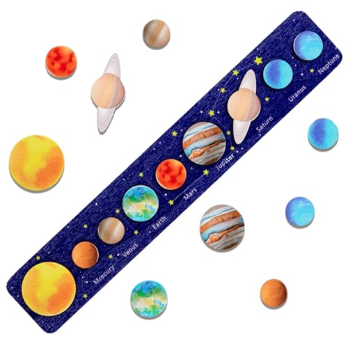 LAPONO Rompecabezas del Sistema Solar Puzzle Space Planet para Niños Juguetes Educativos de Madera...