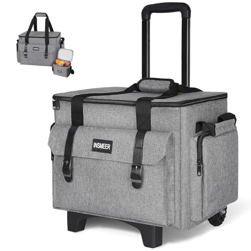 INSMEER Rolling Teacher Bag with Wheels, Padded Laptop Compartment for up to 15.6 Inches Laptop, Wheeled Teacher Tote Bag with Insulated Lunch Bag Gift for Teaching, Office, Nursing