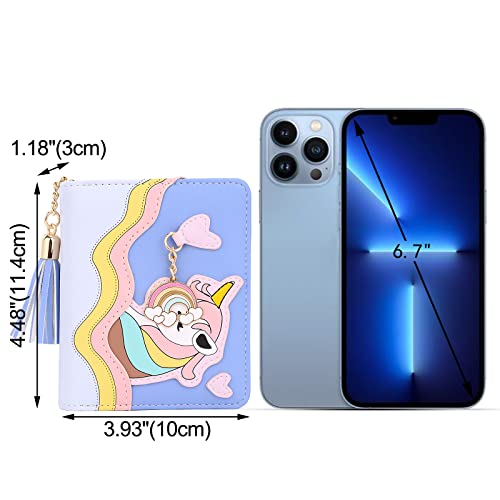 Uto Wallet For Girls Cute Unicorn Leather Vegan Small Women Tassel Rainbow Pendant Card Holder Kawaii Coin Purse #TOP5