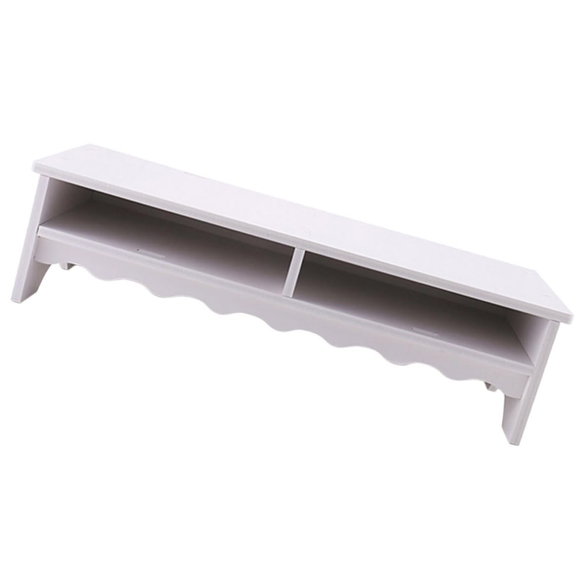 Support de Bureau Blanc en PVC Composite avec Base Surélevée pour Ordinateur Portable et Écran Grand Espace de Rangement Bureau Organisé