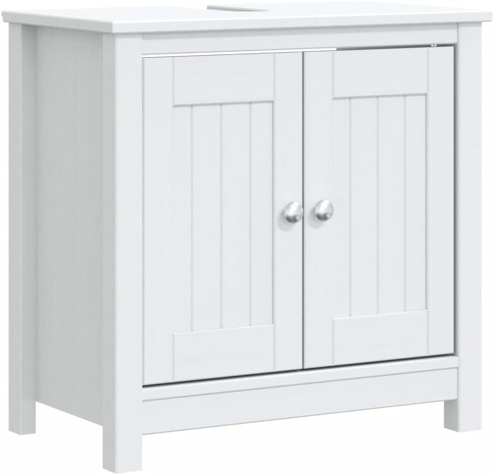 3 Piece Bathroom Furniture Set Berg White Solid Wood Pine,Classic Pine Wood Bathroom Furniture Set with Ample Storage for a Tidy and Organized Bathroom Bathroom Furniture, Bathroom Sets