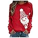 LIEIKIC Damen Weihnachtspullover Christmas Pullover Weihnachten Weihnachtsmann Rundhals Shirt Blusen Lustig Xmas Langarmshirt Sweatshirt Winterpullover Tops