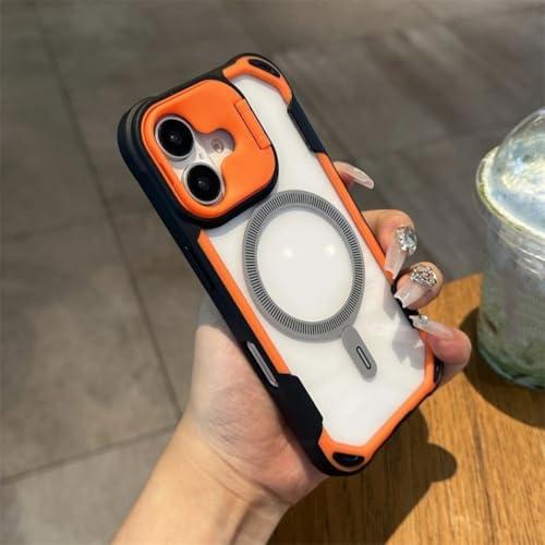 Coque magnétique iPhone 12 Pro Max en cristal transparent antichoc aux finitions orange épurées