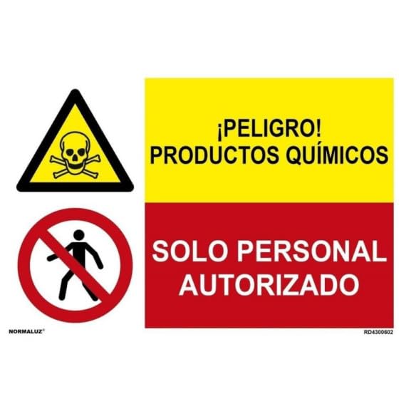 Señal combinada Peligro productos químicos, solo personal autorizado SEKURECO
