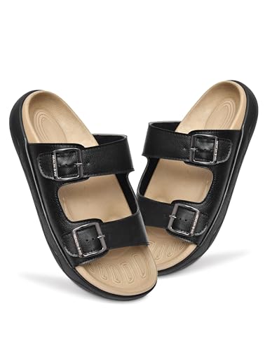 Image of HEALTH FIT Extra Soft Premium Classic Cushion Sliders /with Adjustable Buckle Strap & Light Weight Anti-SkidWaterproof Luxurious Slippers for Men's HF120