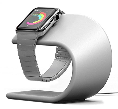 PUGO TOP Stand Compatible for Apple Watch Series 4 Series 3 Series 2 Series 1, Charging Dock (Silver)