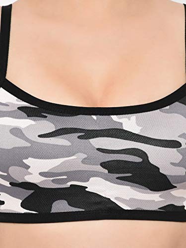 Image of Da Intimo Women's Synthetic Non-Wired Bra (DI-1256 BLACK-F20-L Camo Black L)