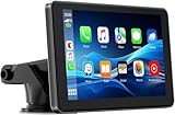 LAMTTO Portable Wireless Car Stereo with Apple Carplay,7' HD Touch Screen Android Auto for Cars,Car Radio Receiver with Bluetooth, FM, AUX, Voice Control, GPS Navigation for All Vehicles