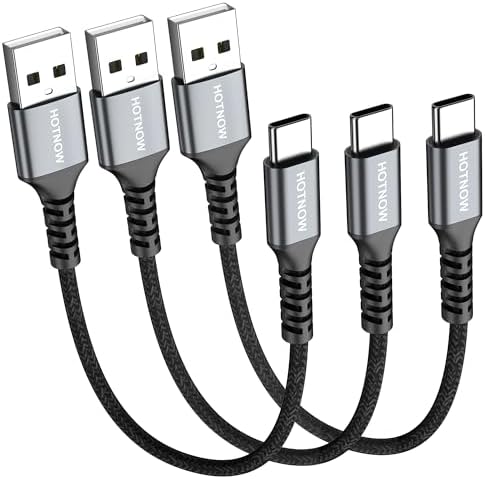 Short USB A to USB C Cable 15cm 3Pack, 3A USB Type C Charger Cable