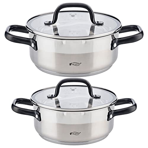 San Ignacio 2x Cacerolas 20-24cm Con Tapa De Acero Inoxidable Aptas Para Inducción, Pk4641 San Ignacio 2x Cacerolas 20-24cm Con Tapa De Acero Inoxidable Aptas Para Inducción, Pk4641