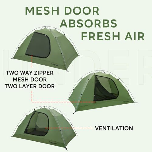 1/2 Person Backpacking Tent for 4-Season - Winter Waterproof Tent for One Person, Lightweight Camping Gear for Backpacking, Easy Set Up Cold Weather Essentials by Underwood Aggrega image 7