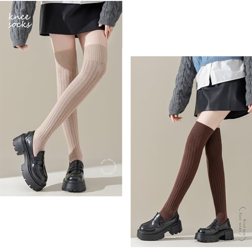 2 peças meias femininas de malha acima do joelho, meias femininas até o joelho, meias casuais femini